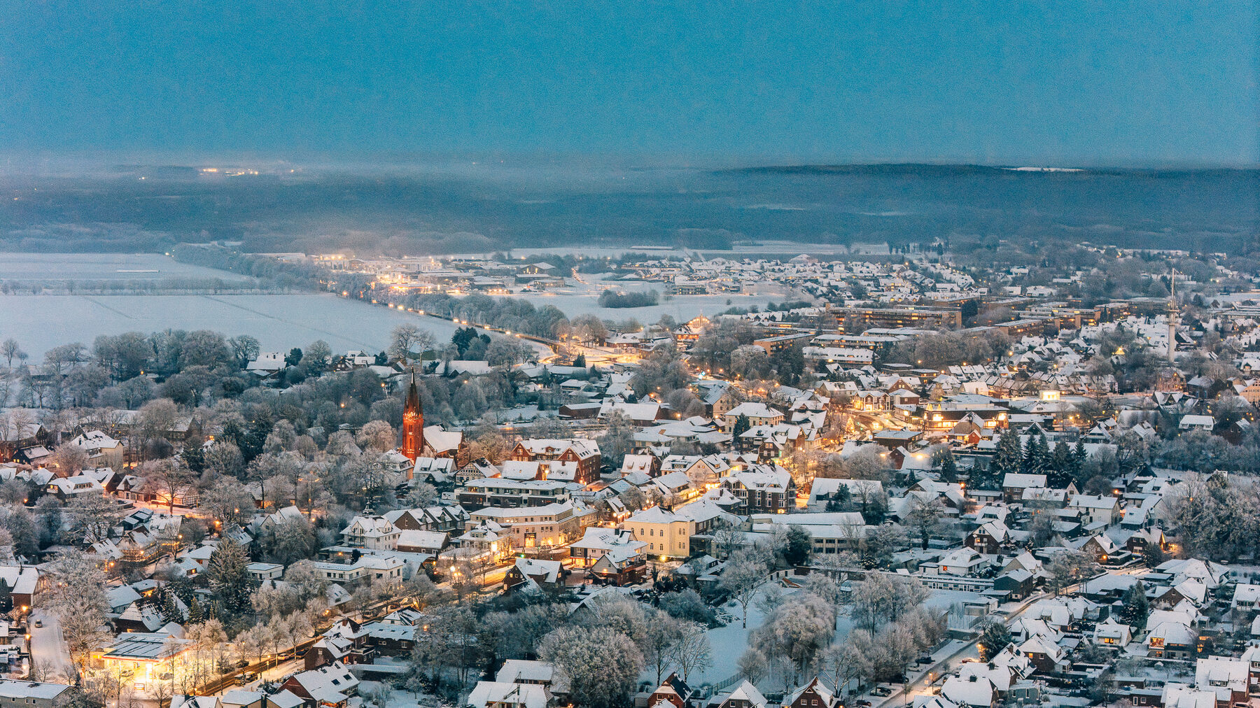 Winterlandschaft der Samtgemeinde Tostedt aus der Luft
